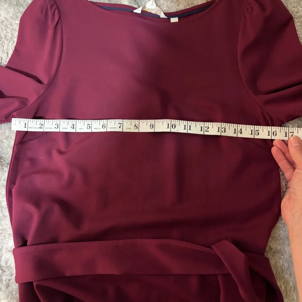 Boden Burgundy Dress with Belt - Picture 6 of 12